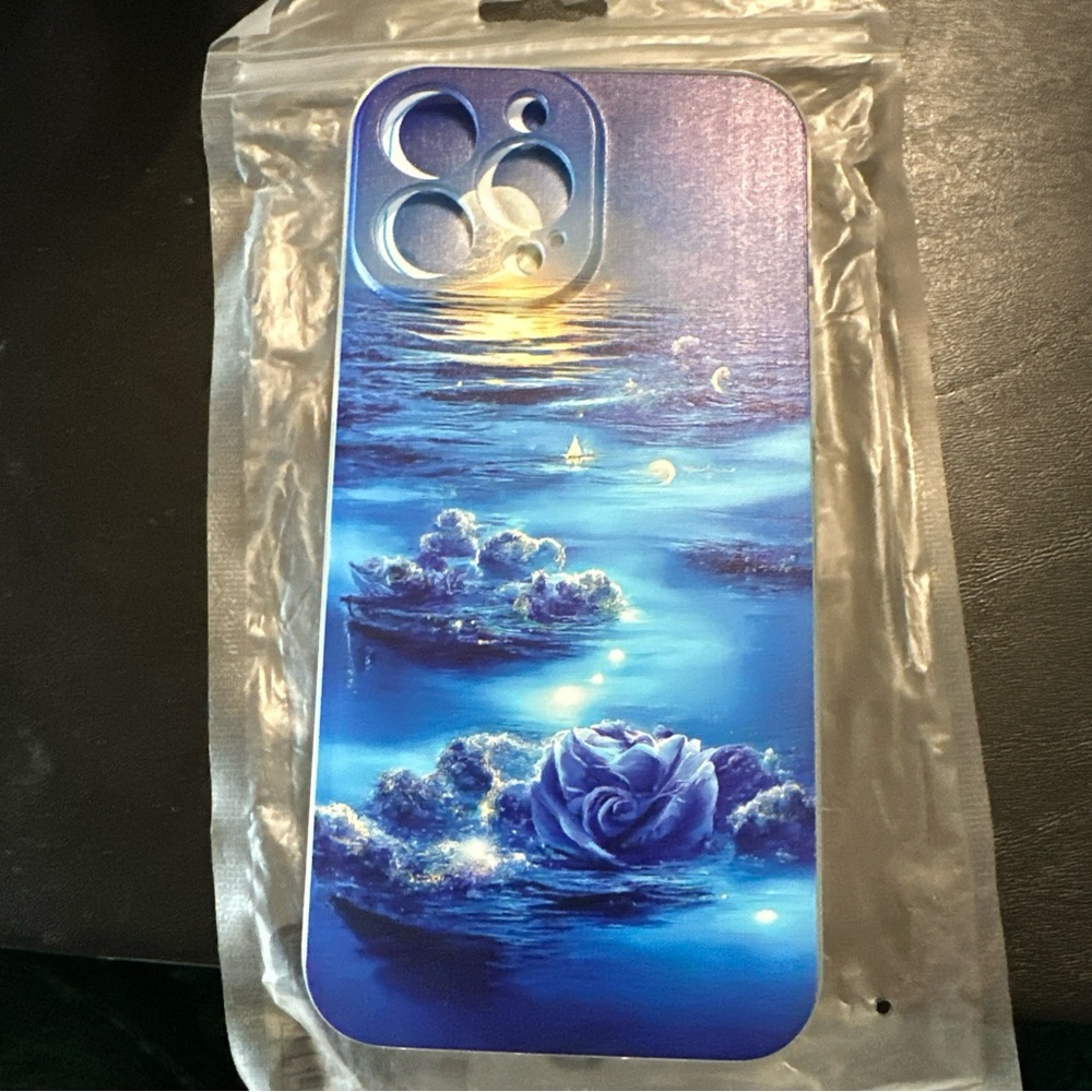 iPhone 13 Pro Max Case (6.7) Blue Oasis Moon Cosmic Tranquil Water Blue Ocean